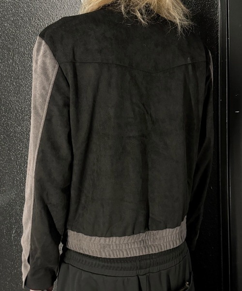 XU（エックスユー）の「ストリートファッション XU エックスユー rivet suede biker jacket スタッズ 長袖ジャケット トラックジャケット オーバーサイズ ジップジャケット 羽織り 韓国ファッション 韓国ストリート（ミリタリージャケット・メンズ・ブラック・ONE SIZE）」の8枚目の写真