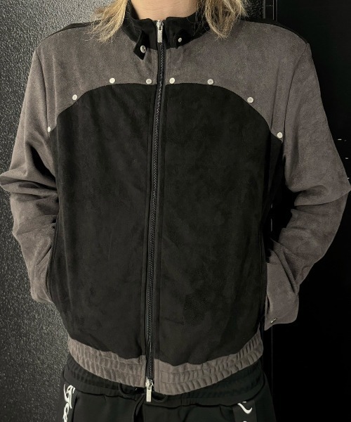 XU（エックスユー）の「ストリートファッション XU エックスユー rivet suede biker jacket スタッズ 長袖ジャケット トラックジャケット オーバーサイズ ジップジャケット 羽織り 韓国ファッション 韓国ストリート（ミリタリージャケット・メンズ・ブラック・ONE SIZE）」の6枚目の写真