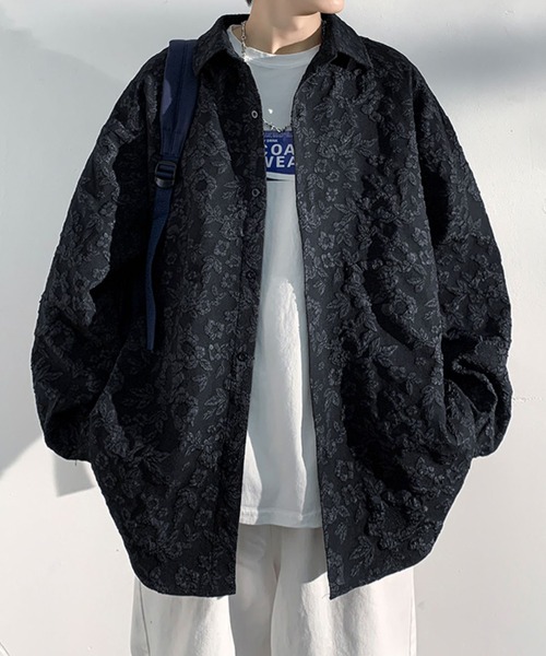 BENDER TOKYO（ベンダートウキョウ）の「【BENDER TOKYO】オーバーサイズ フラワー 花柄 ジャガード レギュラーカラーシャツ 長袖（シャツ/ブラウス・メンズ・ホワイト/ブラック・FREE）」の19枚目の写真