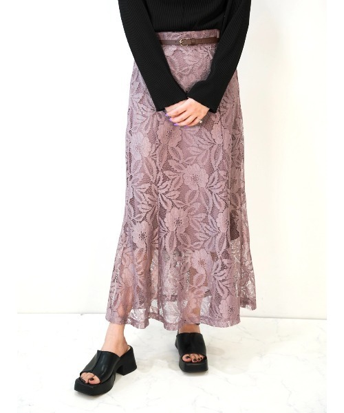 CECIL McBEE（セシルマクビー）の「レースレイヤードマーメイドスカート（スカート・レディース・チャコールグレー/グレー/オフホワイト/ブラック/ライラック・MEDIUM）」の14枚目の写真