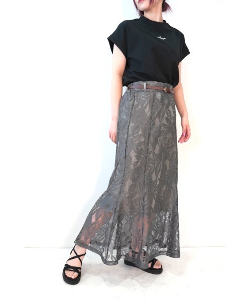 CECIL McBEE（セシルマクビー）の「レースレイヤードマーメイドスカート（スカート・レディース・チャコールグレー/グレー/オフホワイト/ブラック/ライラック・MEDIUM）」の16枚目の写真