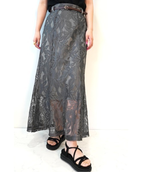 CECIL McBEE（セシルマクビー）の「レースレイヤードマーメイドスカート（スカート・レディース・チャコールグレー/グレー/オフホワイト/ブラック/ライラック・MEDIUM）」の17枚目の写真