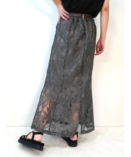CECIL McBEE（セシルマクビー）の「レースレイヤードマーメイドスカート（スカート・レディース・チャコールグレー/グレー/オフホワイト/ブラック/ライラック・MEDIUM）」の20枚目の写真
