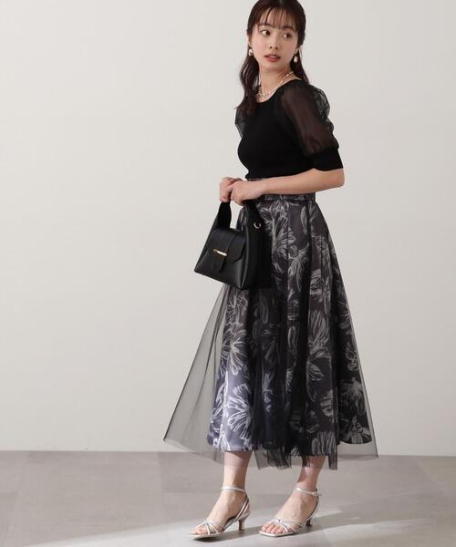 PROPORTION BODY DRESSING（プロポーションボディドレッシング）の「チュールフラワースカート / 1214120404（スカート・レディース・ブラック/ベージュ・SMALL/MEDIUM）」の3枚目の写真