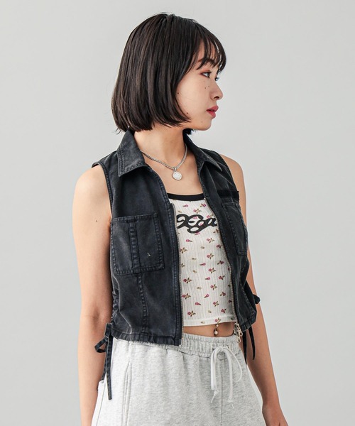 X-girl（エックスガール）の「HIBISCUS CAMISOLE（キャミソール・レディース・ライトブルー/ホワイト・S/M）」の9枚目の写真