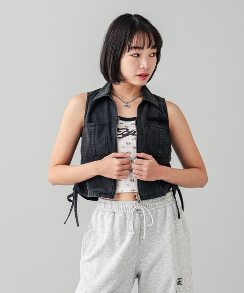 X-girl（エックスガール）の「HIBISCUS CAMISOLE（キャミソール・レディース・ライトブルー/ホワイト・S/M）」の7枚目の写真