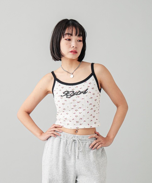 X-girl（エックスガール）の「HIBISCUS CAMISOLE（キャミソール・レディース・ライトブルー/ホワイト・S/M）」の3枚目の写真