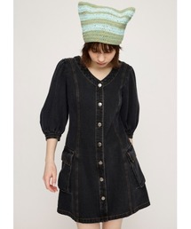 SLY | V NECK DENIM S/OP ヴイネック デニム ショート ワンピース(ワンピース)