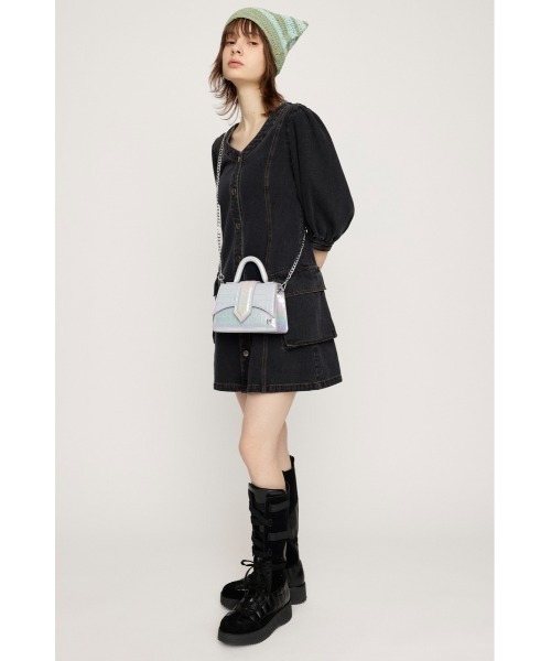 SLY(スライ)の「V NECK DENIM S/OP ヴイネック デニム ショート ワンピース(ワンピース・レディース・アイボリー/ブラック/ブルー・1/2)」の13枚目の写真