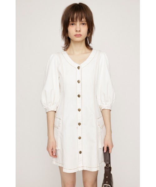 ワンピース willfully v neck layered like denim OP WILLFULLY（ウィルフリー）の「v neck layered like denim OP