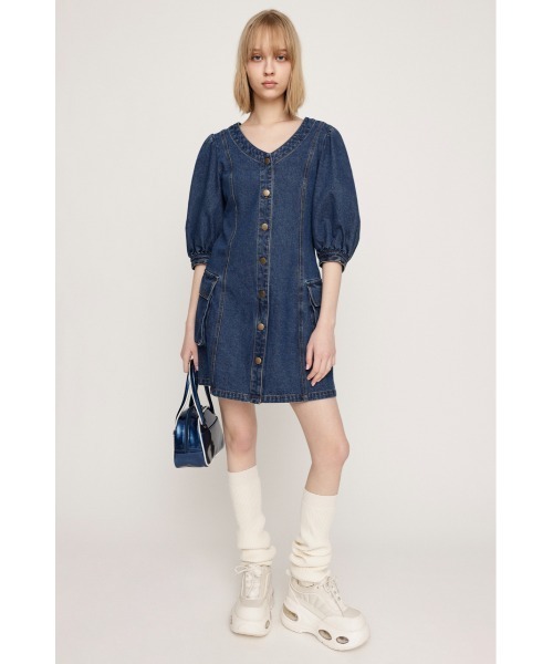 セール】V NECK DENIM S/OP ヴイネック デニム ショート