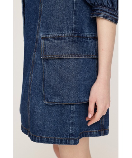 SLY(スライ)の「V NECK DENIM S/OP ヴイネック デニム ショート ワンピース(ワンピース・レディース・アイボリー/ブラック/ブルー・1/2)」の20枚目の写真