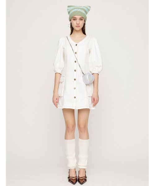 SLY(スライ)の「V NECK DENIM S/OP ヴイネック デニム ショート ワンピース(ワンピース・レディース・アイボリー/ブラック/ブルー・1/2)」の11枚目の写真