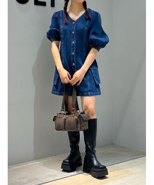 セール】V NECK DENIM S/OP ヴイネック デニム ショート