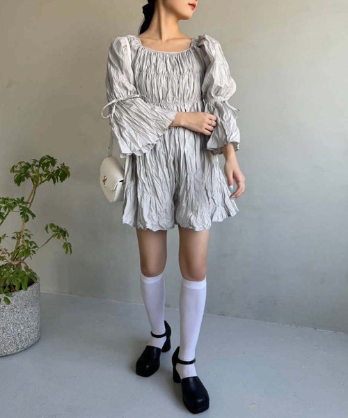 one after another NICE CLAUP（ワンアフターアナザーナイスクラップ）の「クリンクルチュニック（シャツ/ブラウス・レディース・ライトグレー/オフホワイト/ライトイエロー/ブラック・FREE）」の11枚目の写真