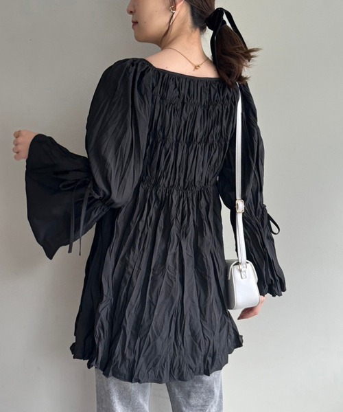 one after another NICE CLAUP（ワンアフターアナザーナイスクラップ）の「クリンクルチュニック（シャツ/ブラウス・レディース・ライトグレー/オフホワイト/ライトイエロー/ブラック・FREE）」の22枚目の写真