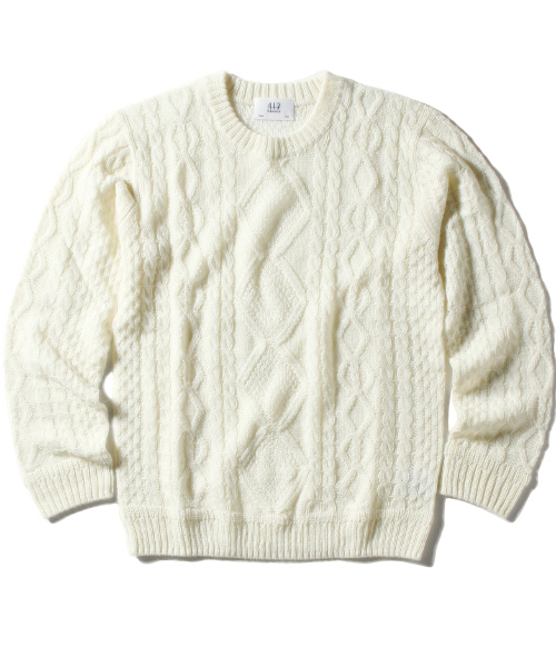 417 EDIFICE（フォーワンセブンエディフィス）の「◇W/アルパカ アランC/N ニット（ニット/セーター・メンズ・ホワイト/ブラウン/ネイビー/イエロー/グレー/グリーン系その他・MEDIUM/SMALL/LARGE）」の2枚目の写真