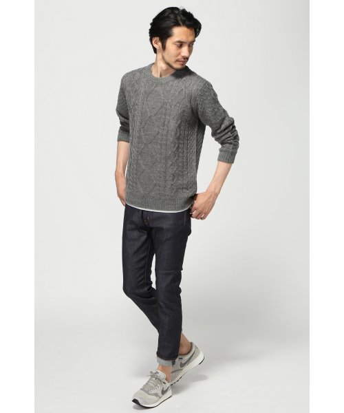 417 EDIFICE（フォーワンセブンエディフィス）の「◇W/アルパカ アランC/N ニット（ニット/セーター・メンズ・ホワイト/ブラウン/ネイビー/イエロー/グレー/グリーン系その他・MEDIUM/SMALL/LARGE）」の7枚目の写真