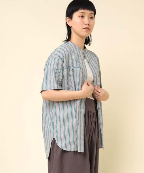 RNA-N（アールエヌエーエヌ）の「B2822 コードストライプシャツ（シャツ/ブラウス・レディース・ベージュ/グレー/ライトブルー・MEDIUM）」の7枚目の写真