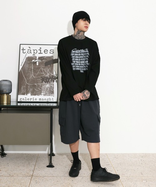 トップス ロングTシャツ レターTシャツ ストリート レタリング オーバーフィット ルーズフィット Tシャツ カットソー プルオーバー ロング丈 袖あり 長袖 UNISEX]ストリートオーバーフィットヴィンテージロゴレタリング