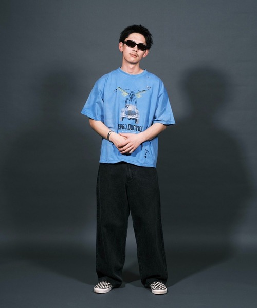 RePRODUCTION LABEL（リプロダクションレーベル）の「【ユニセックス】【RePRODUCTION LABEL / リプロダクションレーベル】アソートパウダー加工グラインダーグラフィックTシャツ（Tシャツ/カットソー・レディース・オフホワイト/ブルー/グレー/ホワイト系その他2/ブラック系その他/ブラック系その他3/ブラック/ブラック系その他2/グレー系その他/ホワイト/グリーン/レッド/ホワイト系その他/ホワイト系その他3/グレー系その他2・FREE）」の14枚目の写真