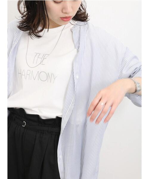 Samansa Mos2 blue（サマンサモスモスブルー）の「シアーストライプシャツ（シャツ/ブラウス・レディース・ブルー/ミント/ネイビー・F）」の11枚目の写真