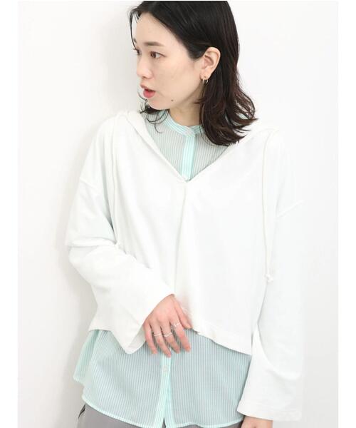 Samansa Mos2 blue（サマンサモスモスブルー）の「シアーストライプシャツ（シャツ/ブラウス・レディース・ブルー/ミント/ネイビー・F）」の13枚目の写真