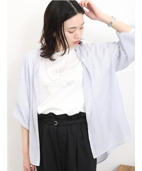 Samansa Mos2 blue（サマンサモスモスブルー）の「シアーストライプシャツ（シャツ/ブラウス・レディース・ブルー/ミント/ネイビー・F）」の9枚目の写真