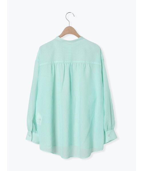 Samansa Mos2 blue（サマンサモスモスブルー）の「シアーストライプシャツ（シャツ/ブラウス・レディース・ブルー/ミント/ネイビー・F）」の18枚目の写真