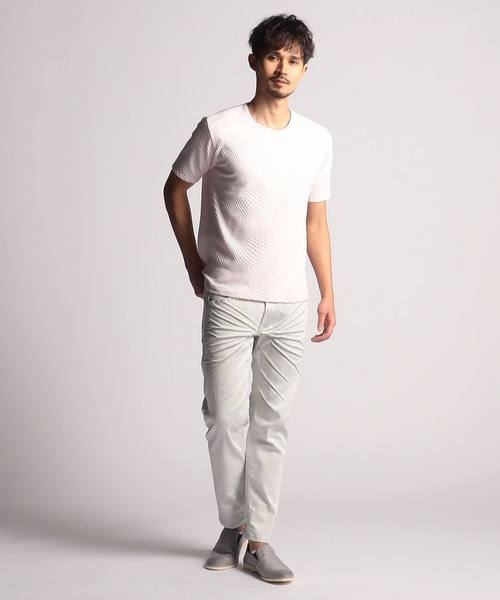 NICOLE CLUB FOR MEN（ニコルクラブフォーメン）の「ジオメトリック クルーネック半袖Ｔシャツ（Tシャツ/カットソー・メンズ・ピンク系/キナリ/ホワイト系/ブラック/オフホワイト・MEDIUM/LARGE/X-LARGE）」の17枚目の写真