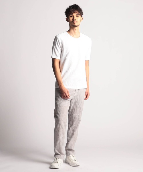 NICOLE CLUB FOR MEN（ニコルクラブフォーメン）の「ジオメトリック クルーネック半袖Ｔシャツ（Tシャツ/カットソー・メンズ・ピンク系/キナリ/ホワイト系/ブラック/オフホワイト・MEDIUM/LARGE/X-LARGE）」の12枚目の写真