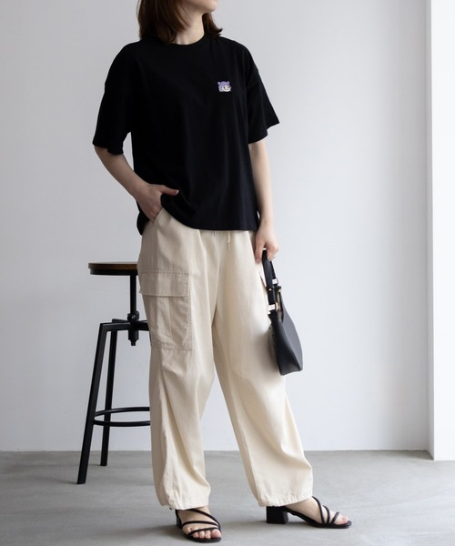 Mac-House(マックハウス)の「PEKO ワンポイント刺繍Tシャツ(Tシャツ/カットソー・レディース・サックスブルー/ブルー系その他/クリーム/ブラック・M/L)」の13枚目の写真