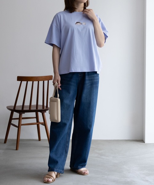 Mac-House(マックハウス)の「PEKO ワンポイント刺繍Tシャツ(Tシャツ/カットソー・レディース・サックスブルー/ブルー系その他/クリーム/ブラック・M/L)」の19枚目の写真