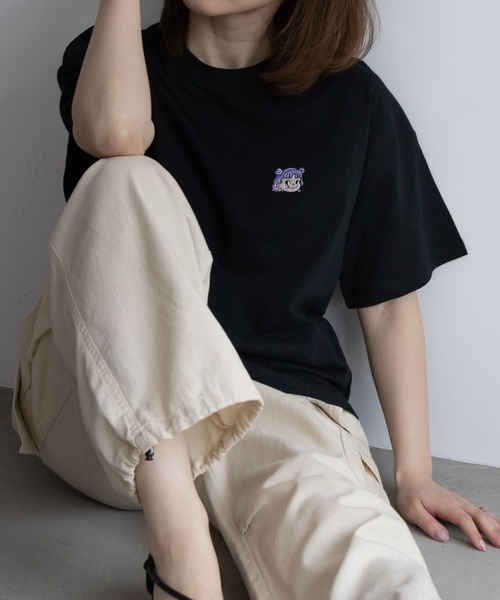 Mac-House(マックハウス)の「PEKO ワンポイント刺繍Tシャツ(Tシャツ/カットソー・レディース・サックスブルー/ブルー系その他/クリーム/ブラック・M/L)」の15枚目の写真