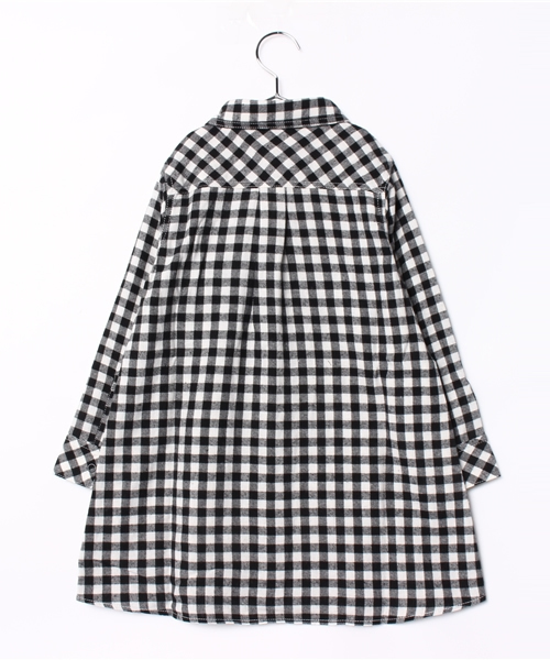 X-girl Stages（エックスガールステージス）の「BLOCK PLAID BASIC L/S SHIRT DRESS(4T～7T)（ワンピース・キッズ・ホワイト/レッド・4T/7T/6T/5T）」の3枚目の写真
