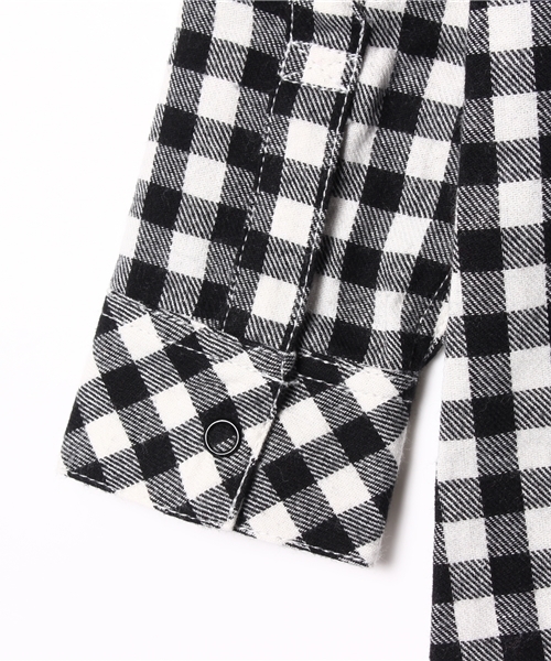 X-girl Stages（エックスガールステージス）の「BLOCK PLAID BASIC L/S SHIRT DRESS(4T～7T)（ワンピース・キッズ・ホワイト/レッド・4T/7T/6T/5T）」の8枚目の写真