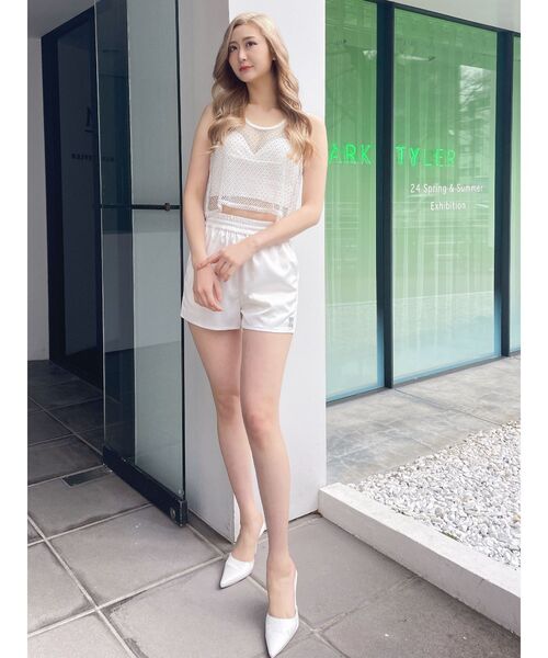 GYDA（ジェイダ）の「Square gydaサテンパンツ（その他パンツ・レディース・ブラック/オフホワイト・FREE）」の7枚目の写真