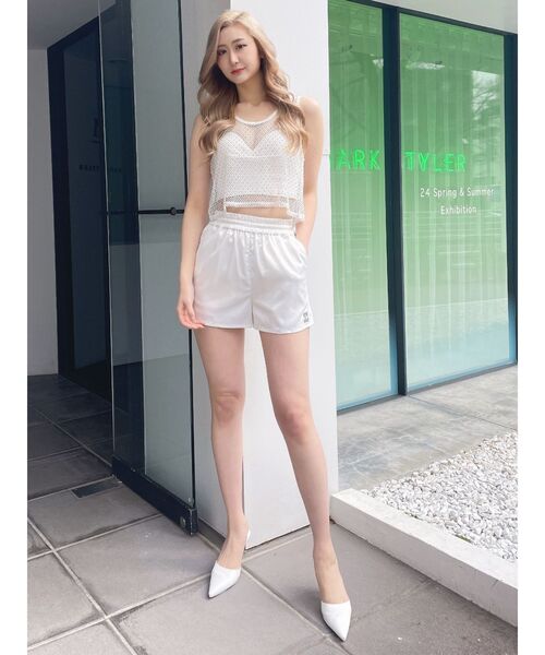 GYDA（ジェイダ）の「Square gydaサテンパンツ（その他パンツ・レディース・ブラック/オフホワイト・FREE）」の8枚目の写真