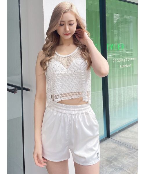 GYDA（ジェイダ）の「Square gydaサテンパンツ（その他パンツ・レディース・ブラック/オフホワイト・FREE）」の10枚目の写真