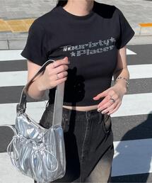 WEGO | WEGO/【24年春夏新作】ラインストーンリブちびT(Tシャツ/カットソー)
