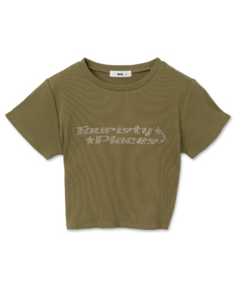 セール】WEGO/ラインストーンリブちびT（Tシャツ/カットソー