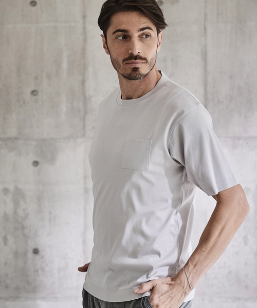 g-stage(ジーステージ)の「g-stage 春夏リブスタート シルケット クルーネック ニットソー(Tシャツ/カットソー・メンズ・ホワイト/ライトグレー/ブラウン/ブラック・46/48/50)」の3枚目の写真