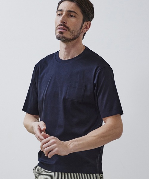 g-stage(ジーステージ)の「g-stage 春夏リブスタート シルケット クルーネック ニットソー(Tシャツ/カットソー・メンズ・ホワイト/ライトグレー/ブラウン/ブラック・46/48/50)」の2枚目の写真