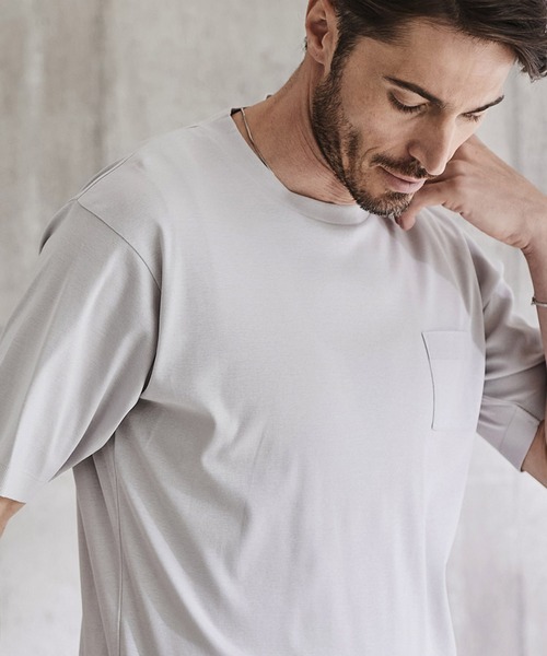 g-stage(ジーステージ)の「g-stage 春夏リブスタート シルケット クルーネック ニットソー(Tシャツ/カットソー・メンズ・ホワイト/ライトグレー/ブラウン/ブラック・46/48/50)」の7枚目の写真