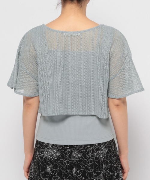 mysty woman(ミスティウーマン)の「ラッセルレースリボンツイン 127793(カーディガン/ボレロ・レディース・アイボリー/ライトブルー/モカ/ライトグリーン/ピンク・FREE)」の6枚目の写真