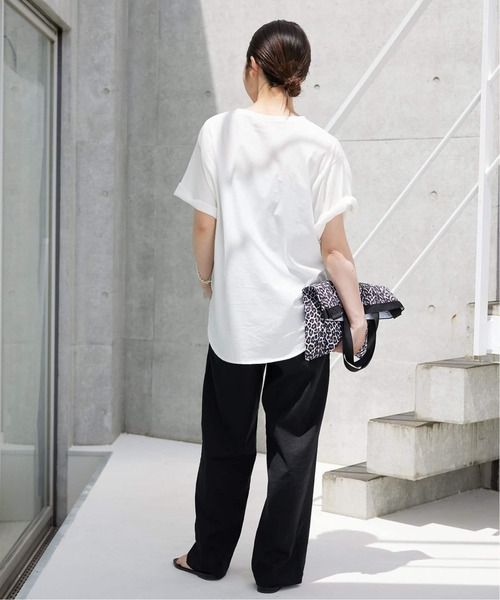 SLOBE IENA(スローブイエナ)の「《追加》レーヨンリネンイージーパンツ(その他パンツ・レディース・ホワイト/ピンク系その他/ブラック・38/40/36)」の6枚目の写真