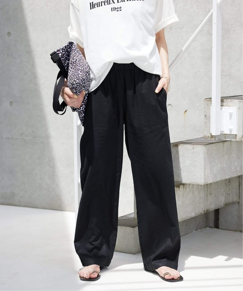 SLOBE IENA(スローブイエナ)の「《追加》レーヨンリネンイージーパンツ(その他パンツ・レディース・ホワイト/ピンク系その他/ブラック・38/40/36)」の7枚目の写真