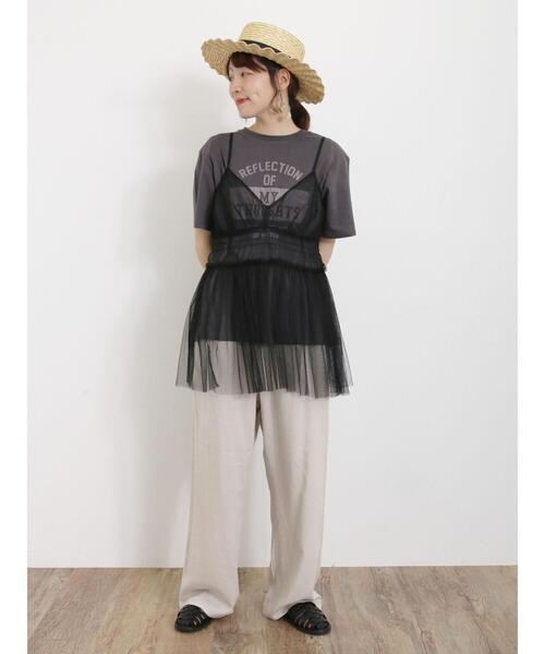 Samansa Mos2（サマンサ モスモス）の「【Lサイズ WEB限定】【接触冷感・UVカット】レーヨン麻ストレートパンツ（その他パンツ・レディース・チャコールグレー/ベージュ/ブルー/モカ・M/L）」の6枚目の写真