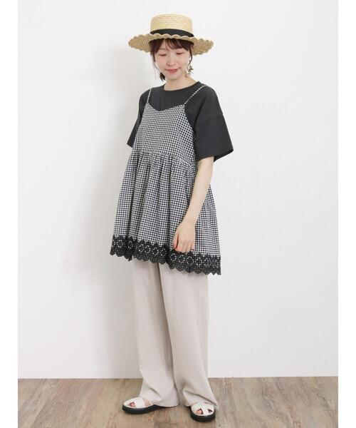 Samansa Mos2（サマンサ モスモス）の「【Lサイズ WEB限定】【接触冷感・UVカット】レーヨン麻ストレートパンツ（その他パンツ・レディース・チャコールグレー/ベージュ/ブルー/モカ・M/L）」の7枚目の写真