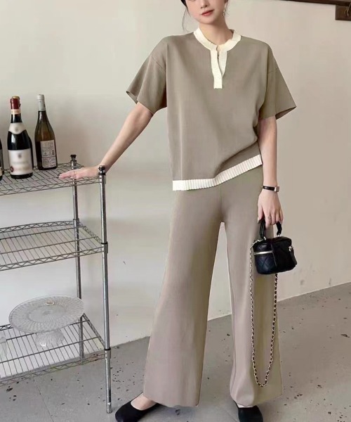 Miniministore(ミニミニストア)の「ニットセットアップ 冷感タッチレディース(アンサンブル・レディース・ダークベージュ/アイボリー/グレイッシュベージュ/ブラック/フューシャピンク/ブルー・FREE)」の3枚目の写真